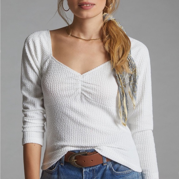 Anthropologie Tops - Anthropologie White Textured Blouse